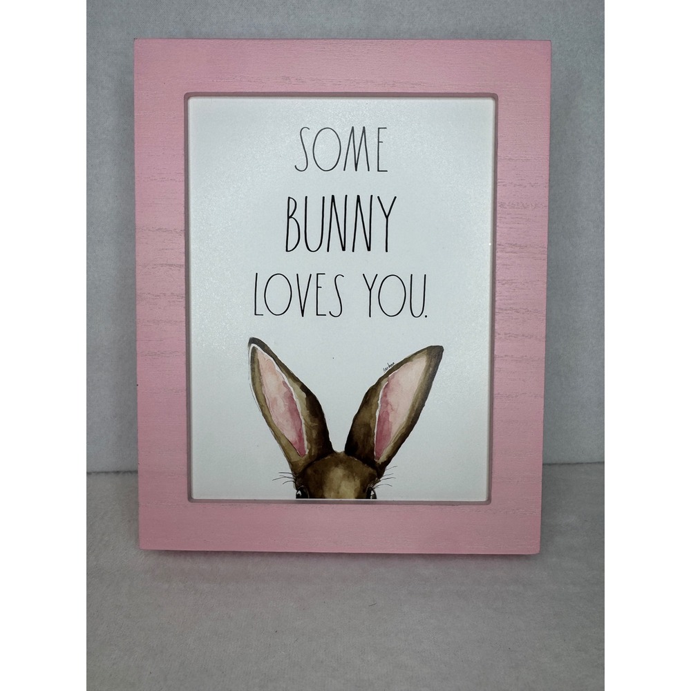 Rae Dunn Some Bunny Loves You Framed‎ Art Pink Easter Spring Decor 8x10